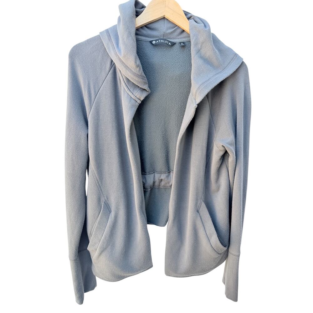 Athleta Open Front Hoodie Womens Medium Gray Athletic Lounge